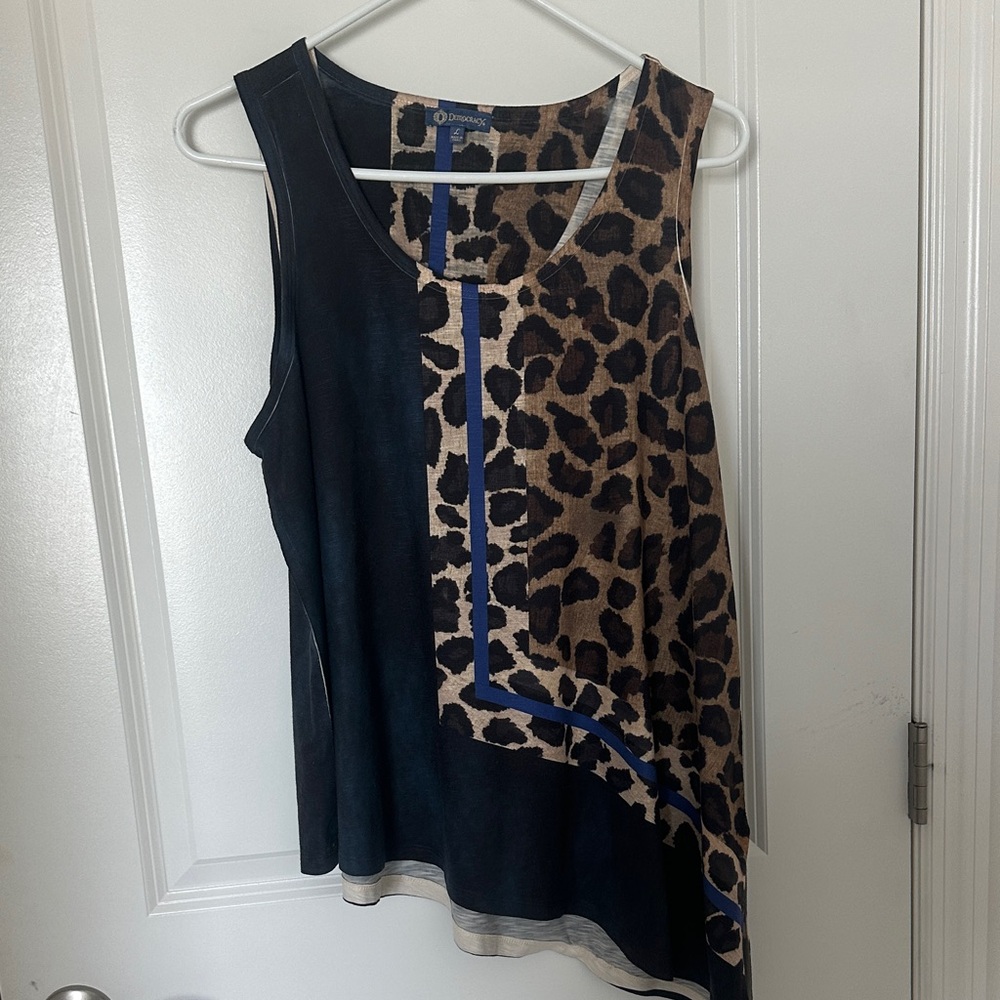 Democracy Black and Brown Leopard Print Tank Top
